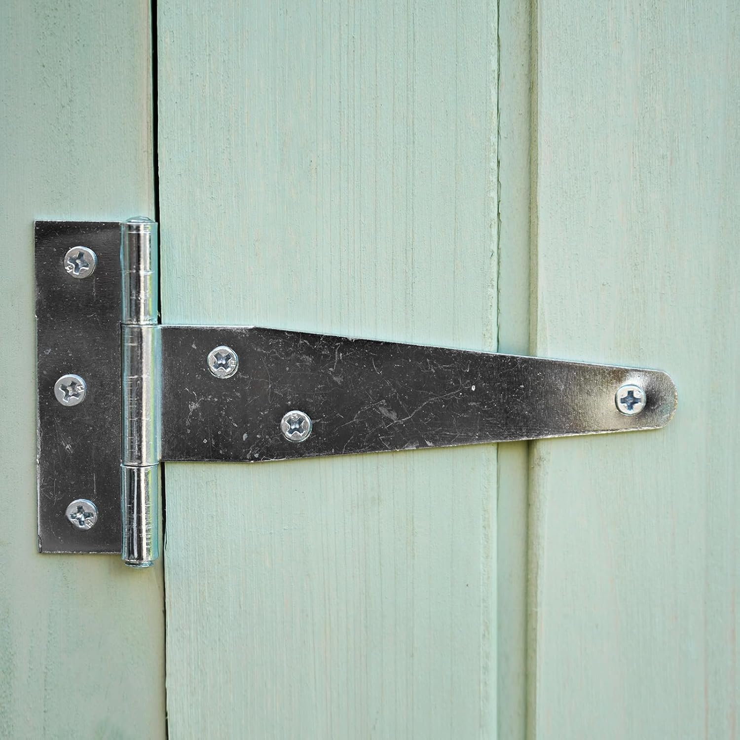uxcell 8Pcs T-Strap Door Hinges, 3" Wrought Tee Shed Gate Hinges Iron Hardware for Wooden Barn, Fence, Yard Door Hinges (White Zinc)