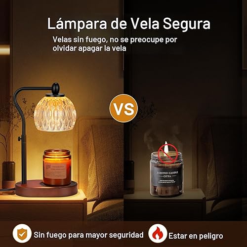Miniatura 4 de Lámpara de vela con temporizador y regulador – Altura ajustable para velas perfumadas, con 2 bombillas de 50 W – Regalo de decoración del hogar