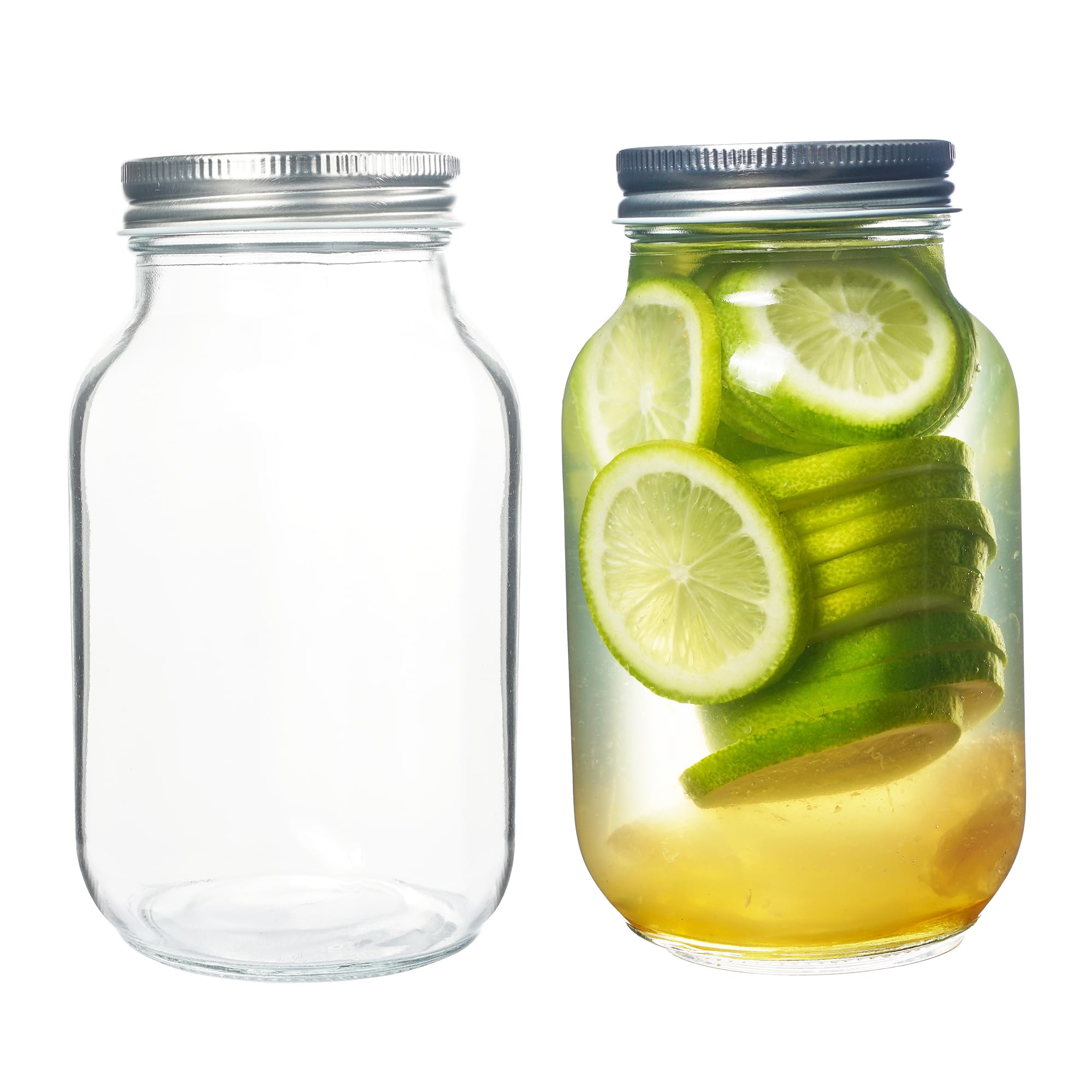 Empty Glass Regular Mouth Mason Jars, Canning Jars, Glass Bottles,Canned Fruit Glass Jars, Food Storage Sealed Glass Jar Containers, Can Store Coffee Beans, Sugar etc (750ml*2pcs)