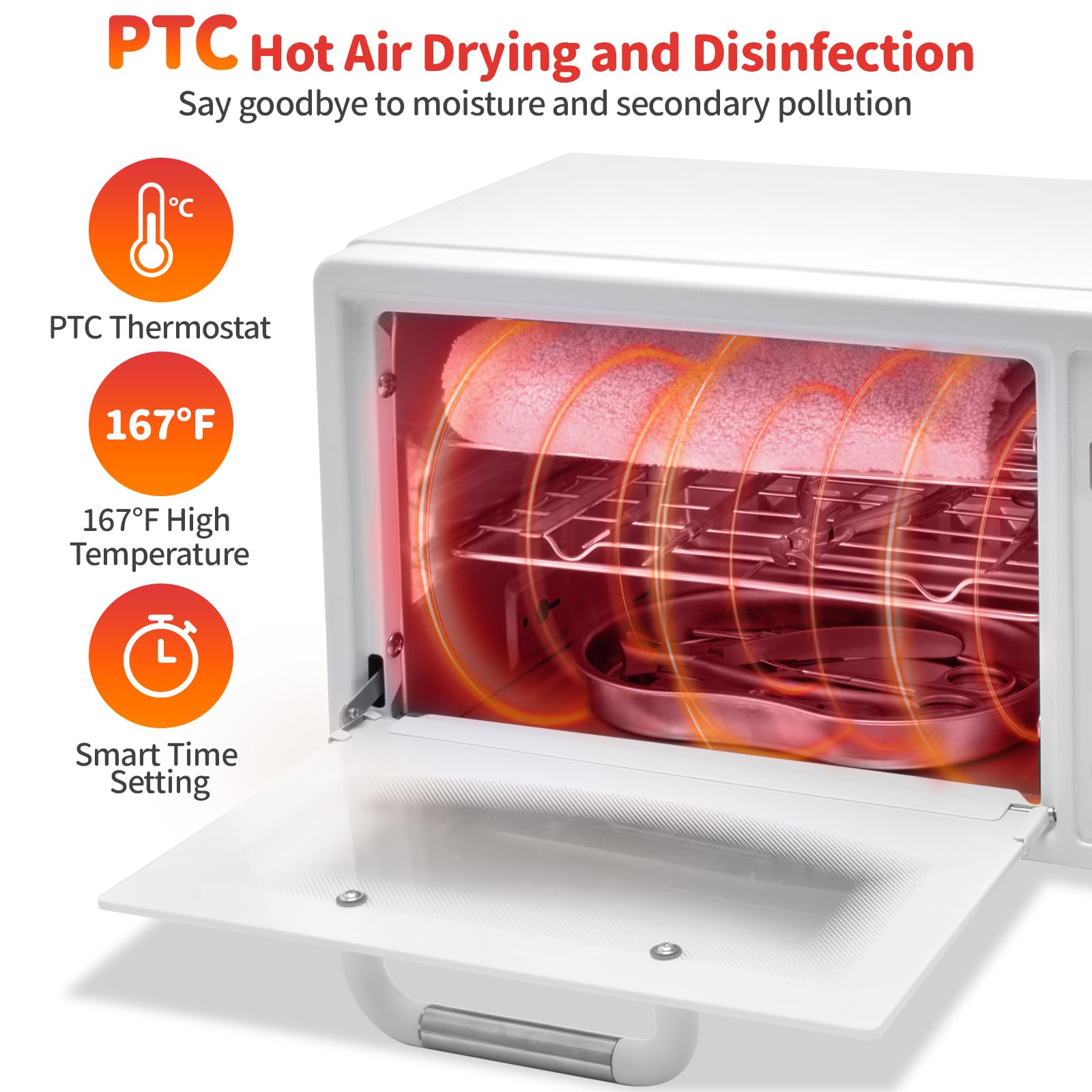 CGBE Profesional 10L Esterilizador Manicura: Alta Eficiencia Autoclave Esterilizador con Secado - 75°C Aire Caliente Termostático - Esterilizador UV para Manicura Peluquería Estética - Blanco
