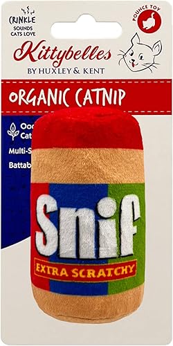 Huxley & Kent Kittybelles Snack Attack Cat Toy  Snif  Juguete fuerte para gatos relleno de hierba gatera  Juguete de peluche suave con hierba gatera