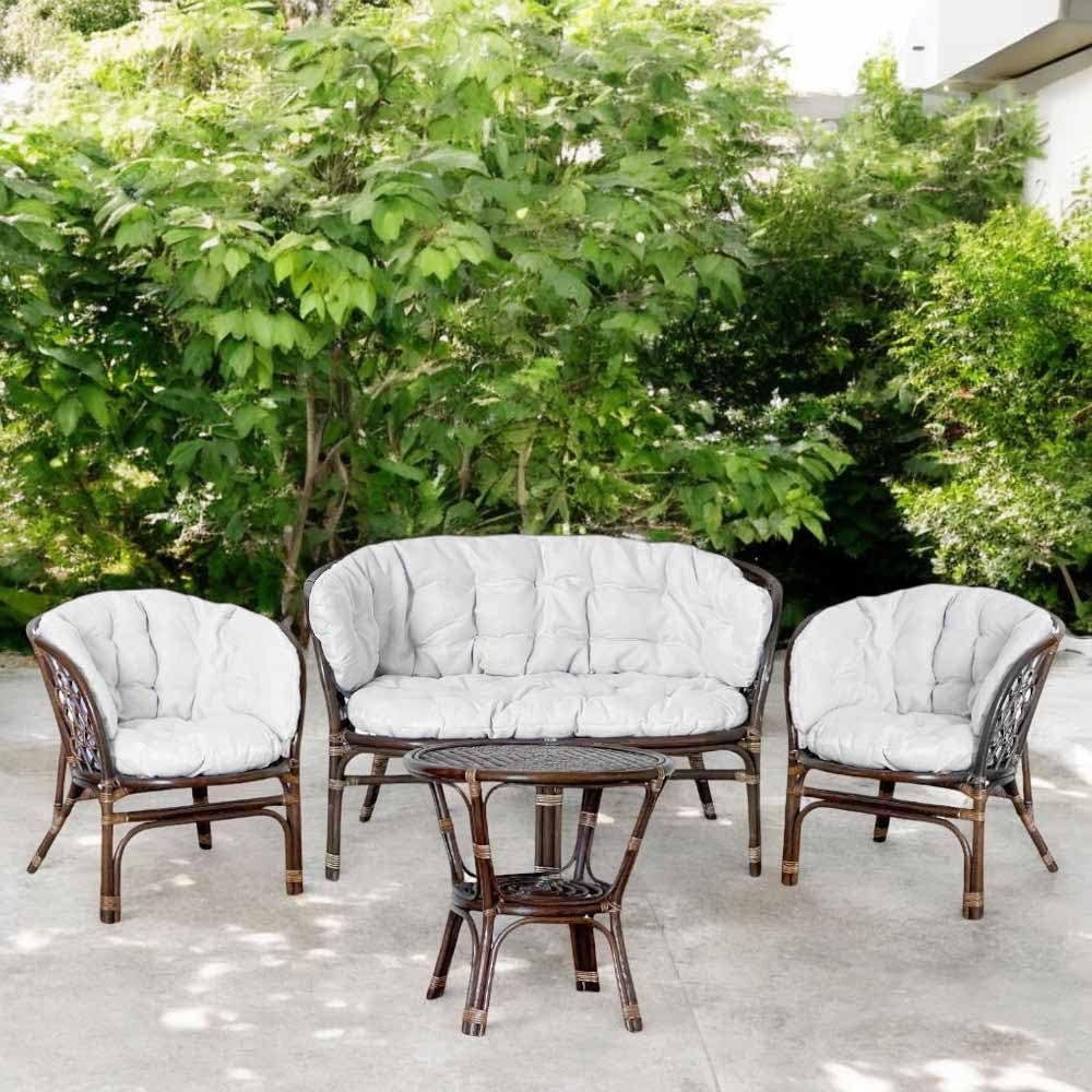OKAFFAREFATTO MADDALONI Salotto da giardino bahama marrone in legno di bambu con cuscini in omaggio