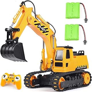 DOUBLE E Remote Control Excavator Toy Truck 2 Batteries Digger Toys Hydraulic Full Functional Construction Vehicles RC Tra...