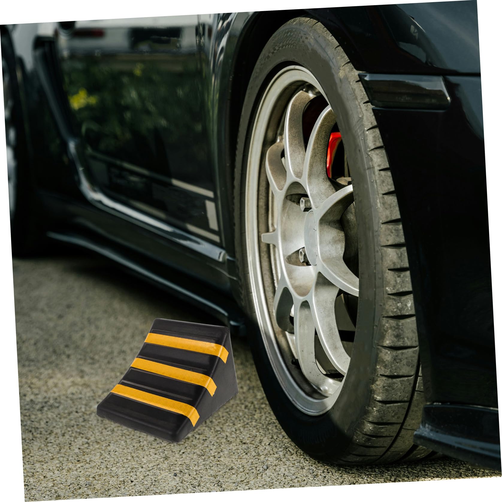 Calzo de Goma Negro para Rueda de Coche y Autocaravana, Portátil, Antideslizante, Inmoviliza el Vehículo en Aparcamiento Seguro y Mantenimiento