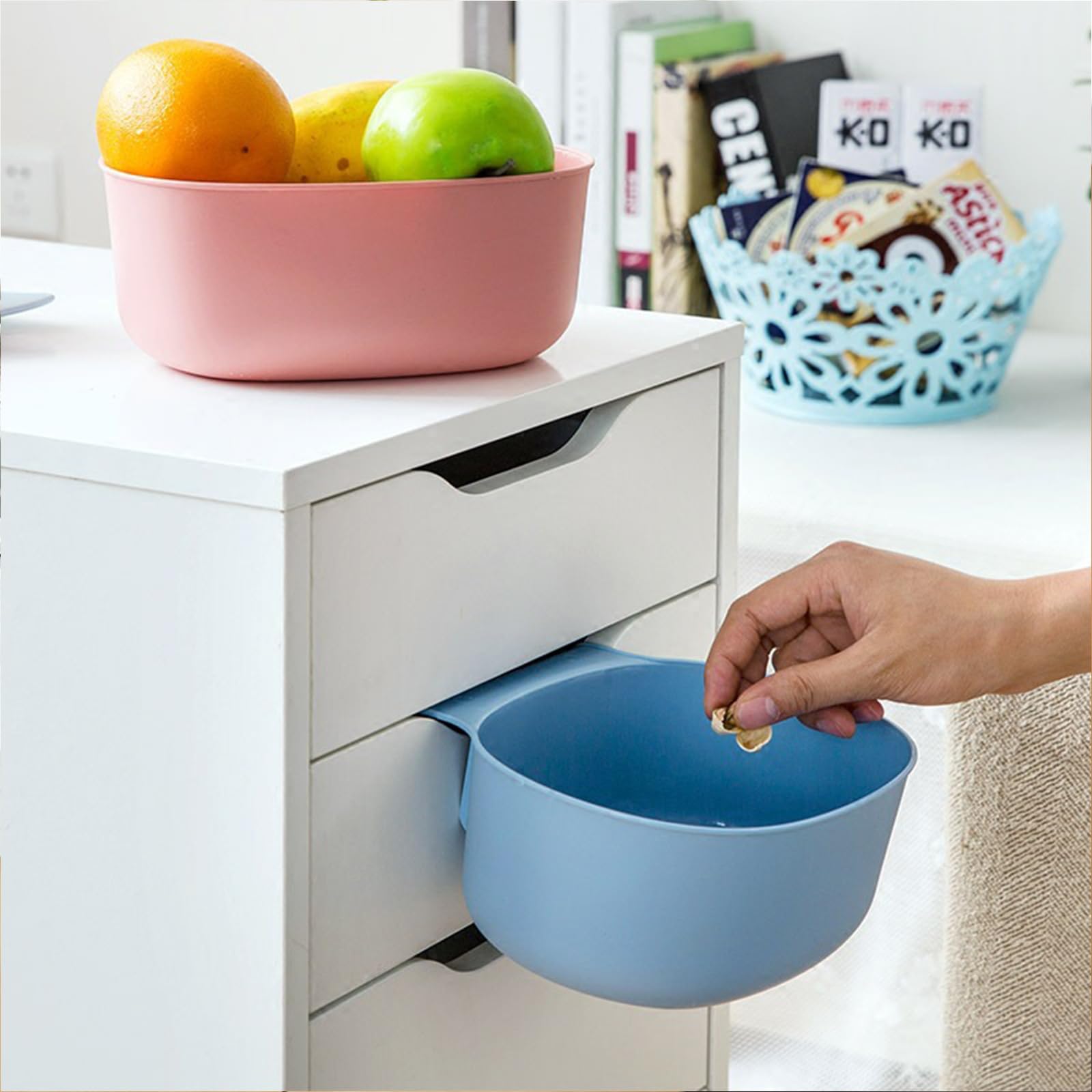 Juego de 3 contenedores de basura organizadores de mesa para cambiar pañales, organizador de mesa para cambiar pañales para colgar, bote de basura para almacenamiento de desechos domésticos