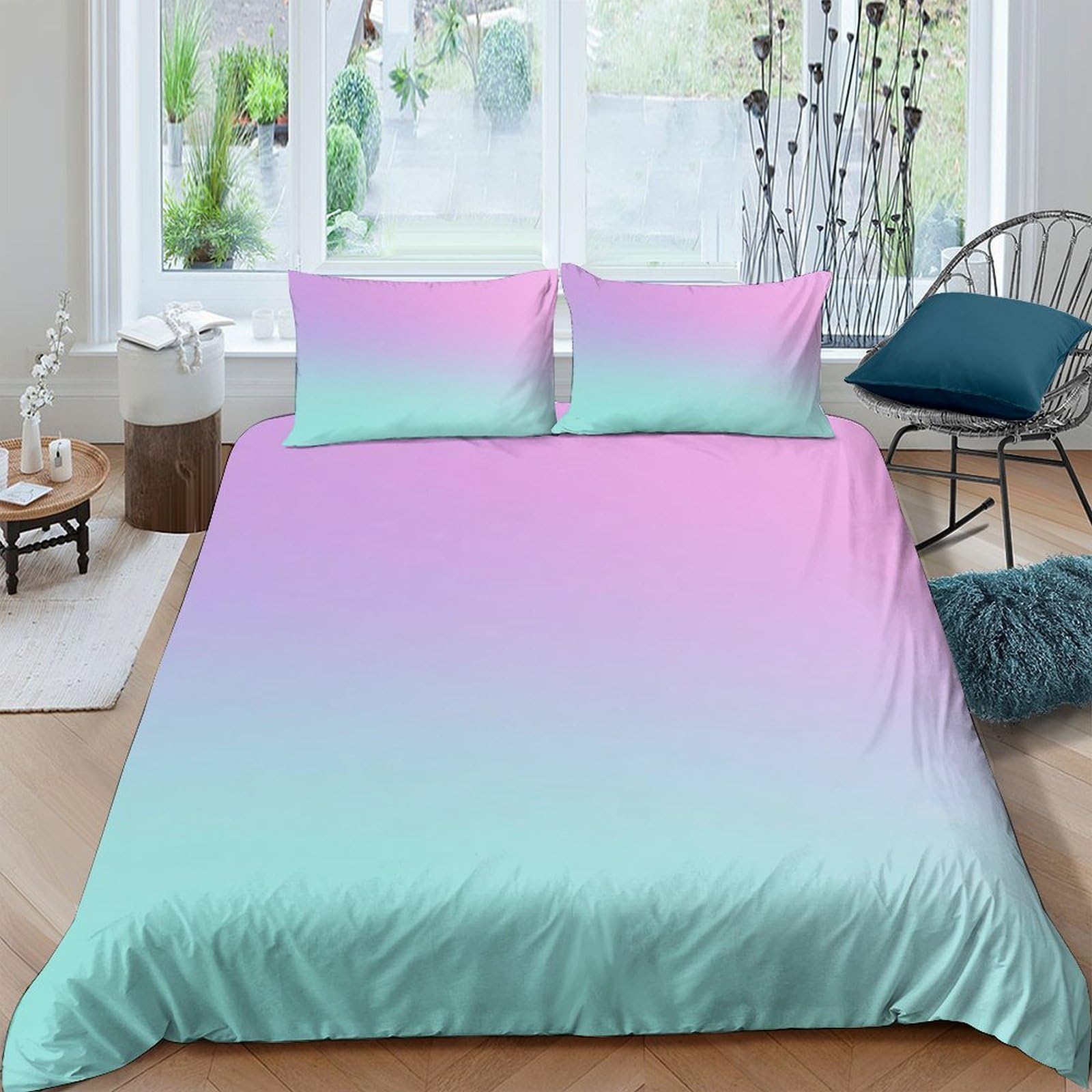 Ctjqhvkz Style-4 3D Printed Pastel Gradient Fitted Sheet Microfiber Soft Anti-Slip Ombre Dreamy Mattress Cover For Bedroom Dorm Decorative Protection Single（135X200cm）