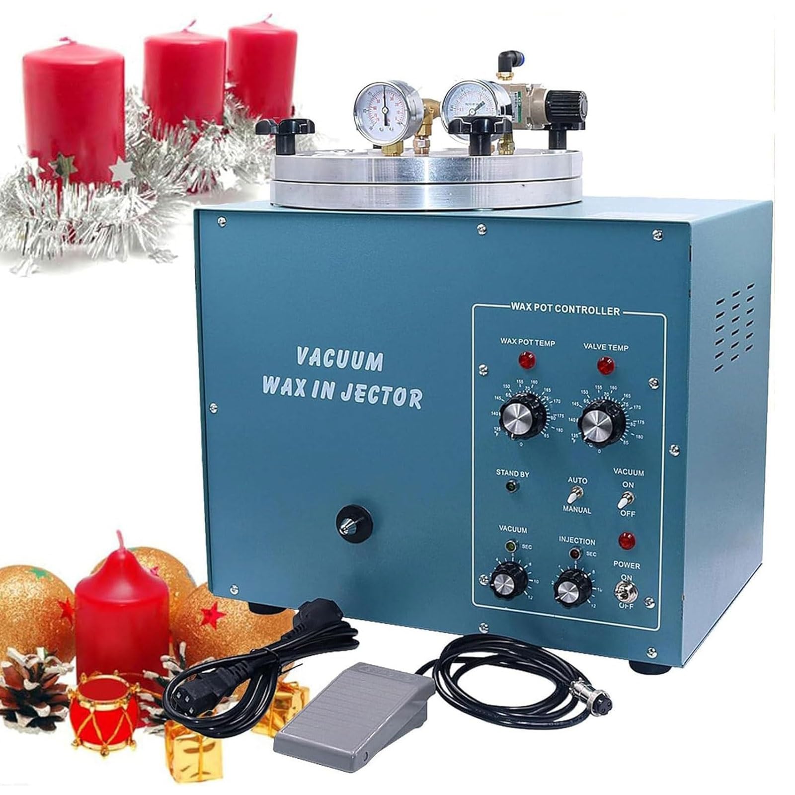Machine à injecter de cire pour bijoux, moulage de cire avec manomètre, réglable de 55 à 85 ℃, grande capacité de 3 kg, idéale pour la fabrication de perles et de bijoux