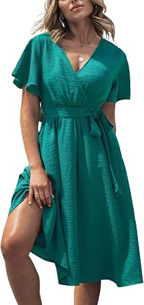 Romose Women's Floral Boho Mini Dress – Lightweight V-Neck Tunic For Beach & Summer Days