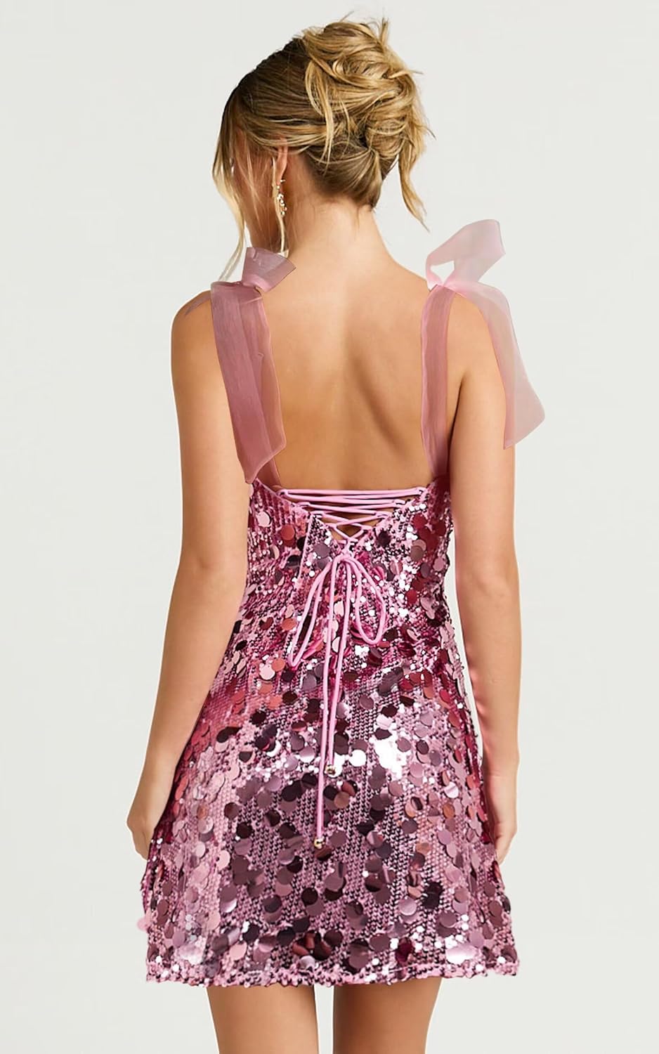 Sparkly Sequin Short Cocktail Dresses with Bow Club Dress Mini Chrismas Party Dress VS137 - Image 2