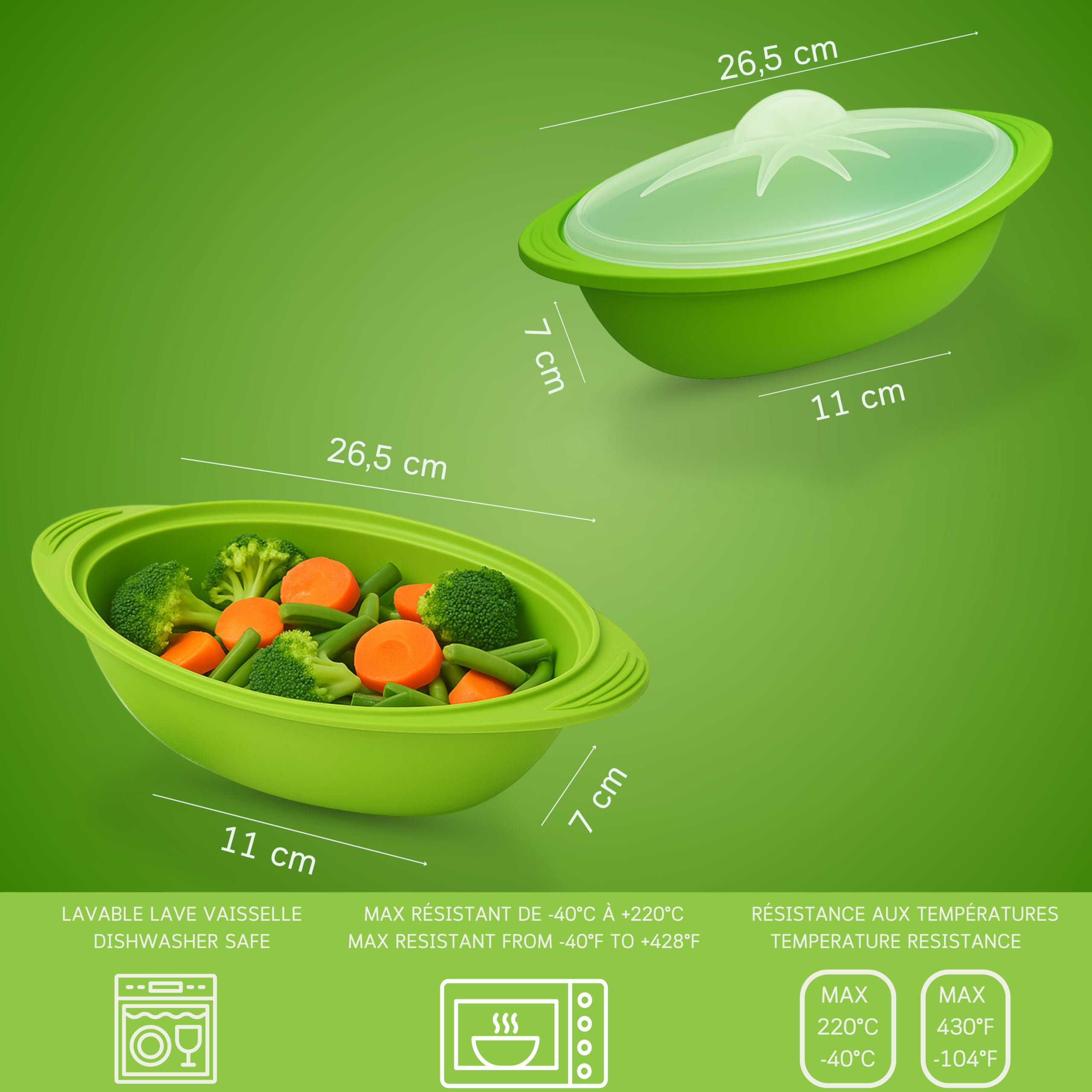 Mastrad - Papillotes Silicone Lot De 2 (360 ml) – Cuisson Vapeur Saine Micro-ondes & Four - Flexibles & Anti-Adhérentes – -40°C à 220°C – Poignées Rigides - Silicone Sans BPA