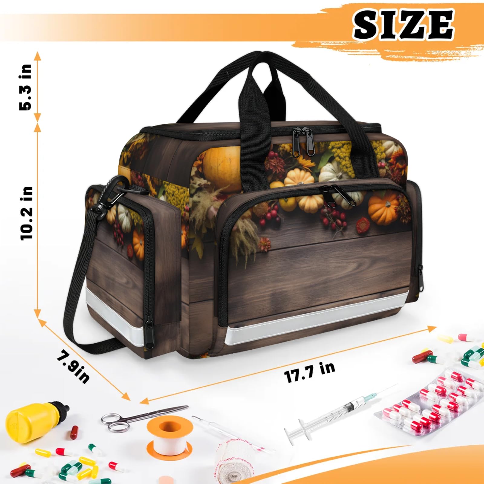 GzLeyigou First Aid Bags Empty, Wooden Emergency Bag Multiful Fruits First Aid Kit Multiple Compartment Kit Carrier On Call Trauma Bag For Paramedics Emergency Medical Supplies Kit