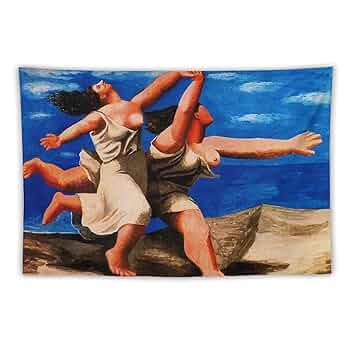 パブロ・ピカソ、海浜を走るふたりの女（駆けっこ）、希少な大判額装用画集より 浜辺を走る二人の女性 ピカソ