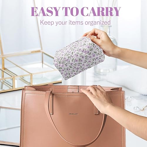 Miniatura 10 de dark swan Bolsa de maquillaje acolchada de algodón, bonita bolsa de aseo para cosméticos, bolsa organizadora floral acolchada, bolsa organizadora de