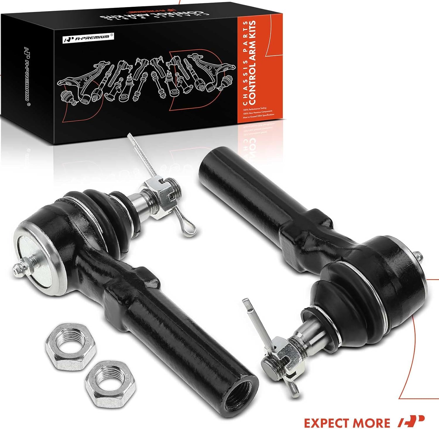 A-Premium 2 x Front Outer Tie Rod Ends, Compatible with Dodge Grand Caravan, Charger, Caravan, Lancer, Spirit, Dynasty, Chrysler Town & Country, Laser, Cordoba, LeBaron, Plymouth Grand Voyager, Scamp