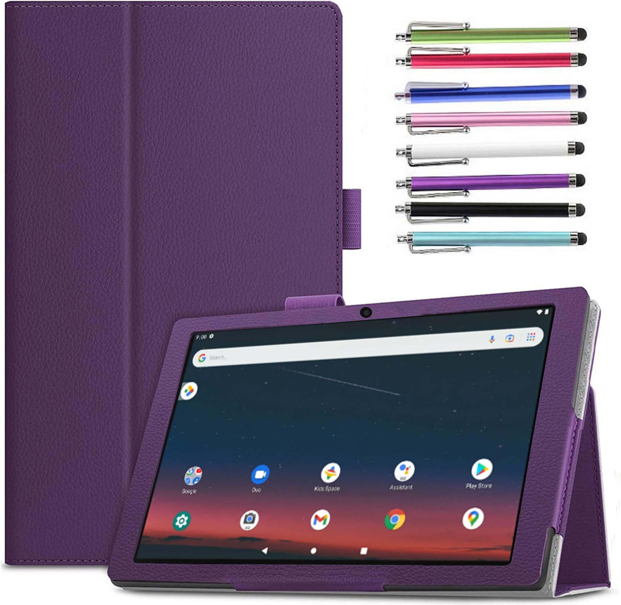 EpicgadgetCase for Onn 10.1 Inch Tablet Gen 3 2022 (Model:100071485) - Slim Lightweight Folio PU Leather Folding Stand Cover Case + 1 Random Stylus (Purple)