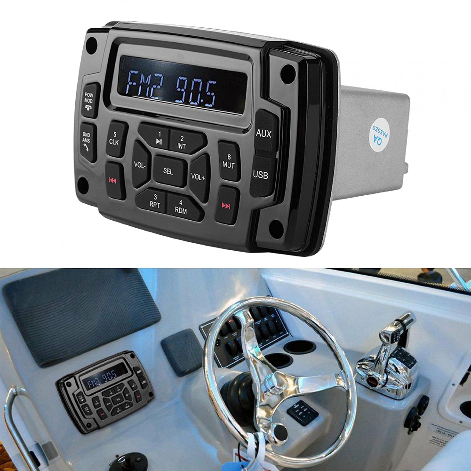 EBTOOLS Odtwarzacz MP3 do łodzi, odtwarzacz MP3 12 V Bluetooth FM AM odbiornik stereo IP66 wodoodporne akcesoria do łodzi morskiej