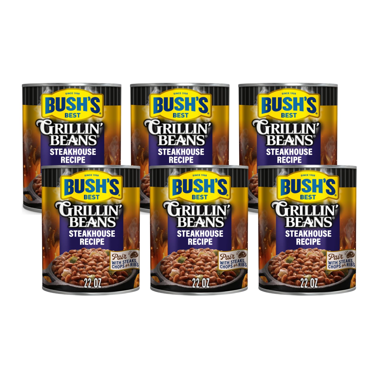 Bush’s Best Grillin’ Beans by Bush's Best – 22 Ounce (Pack of 6), Pack of 6