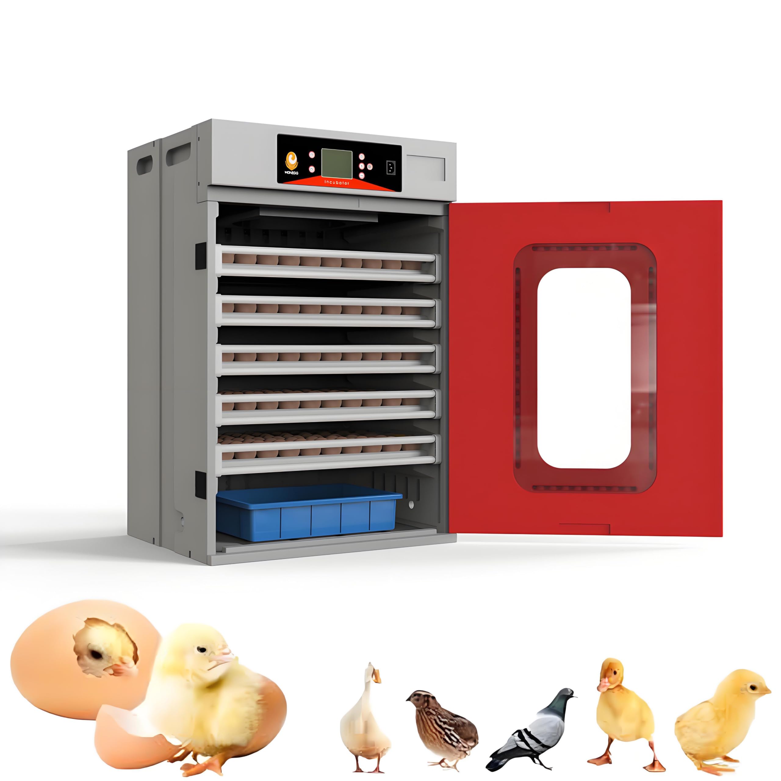 Incubatore Digitale Commerciale, Incubatore di 400 Uova, Rullo Girevoli 360°, Controllo Digitale della Temperatura, Adatto per Uova di Pollo, Anatra, Oca e Quaglia