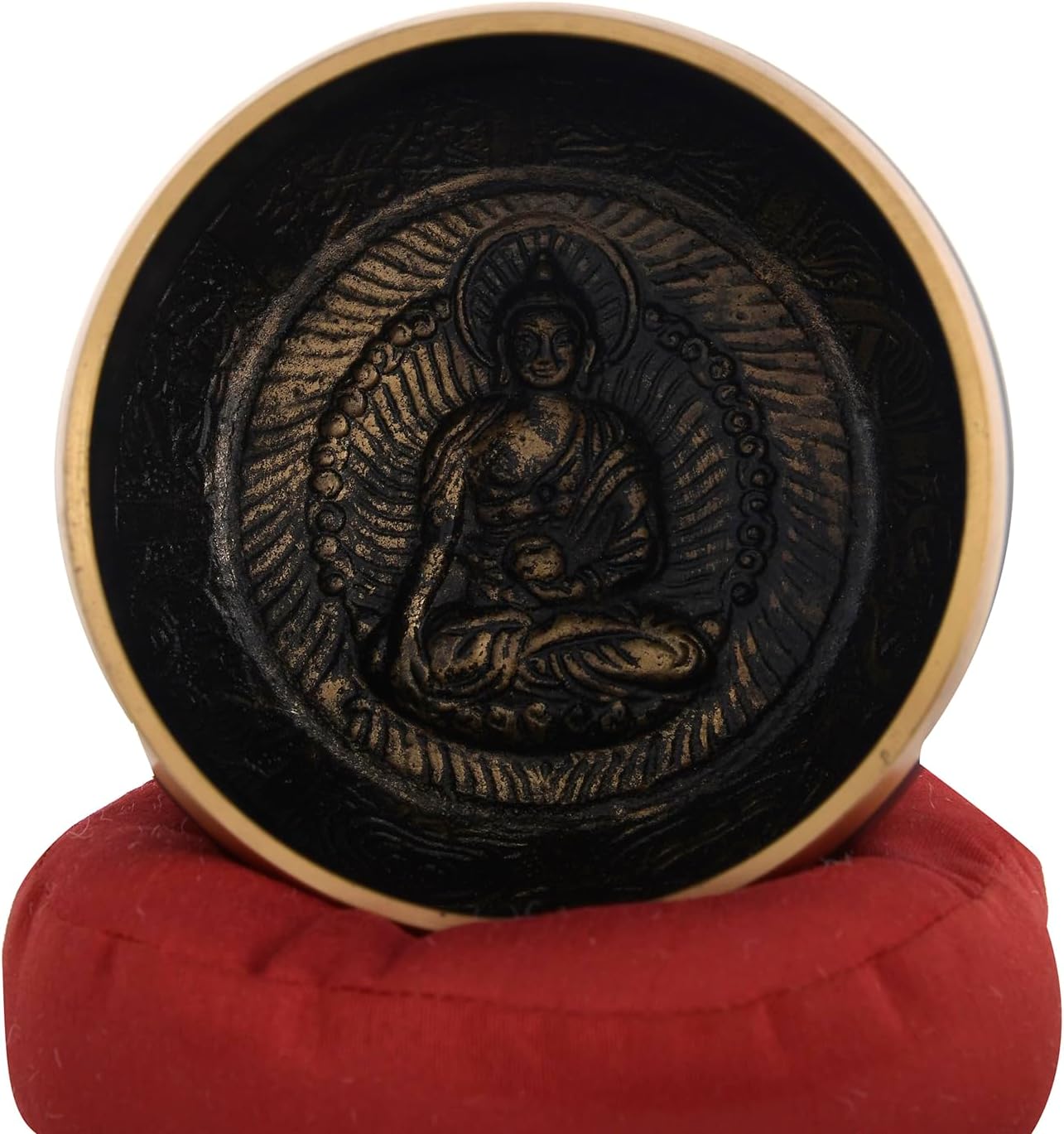 RAJRANG Tibetan Singing Bowl Set - Meditation Crystal Sound Bowl Hand Percussion Sound Effects Handcrafted for Healing and Mindfulness D-4" x H-7"