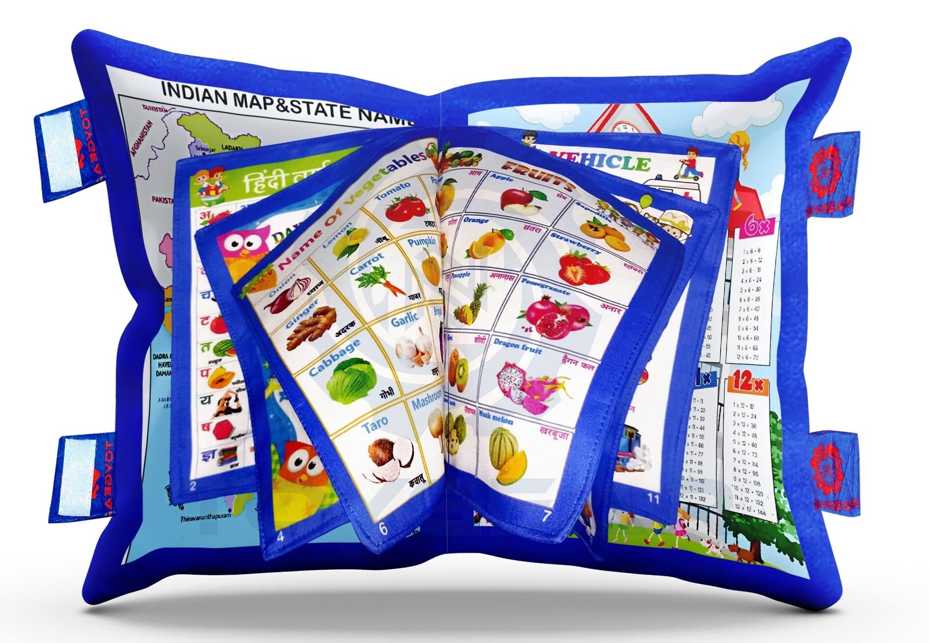 Nizomi Educational Preschool Toys 100% Cotton Pillow Book for Kids, Sleeping Washable Boys Edition in Numeric, Alphabet, Shape and Color, Vehicle, Fruits Learning with Fun Purpose Toddler Toys (Blue) (B0DFQXMCVL) Amazon Price History, Amazon Price Tracker