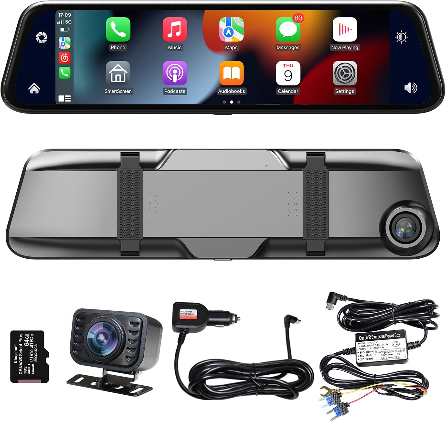 12″ 2K Rear View Mirror Dash Cam Backup Camera, in-Mirror Smart HD Full Touch Screen Front&Rear Video Players Support Apple CarPlay&Android Auto for Cars&Trucks, Parking Monitoring, 64GB Card 12″ 2K Rear View Mirror Dash Cam Backup Camera, in-Mirror Smart HD Full Touch Screen Front&Rear Video Players Support Apple CarPlay&Android Auto for Cars&Trucks, Parking Monitoring, 64GB Card