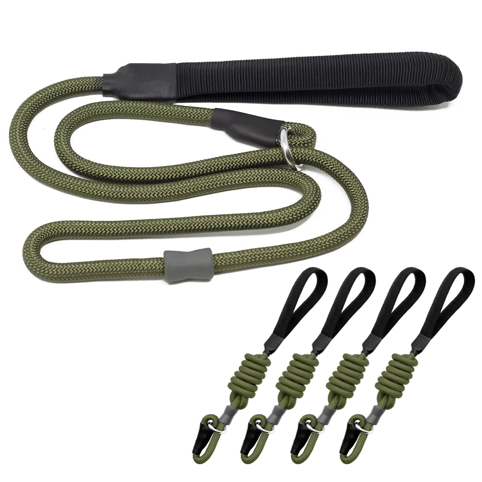 Strong Slip Rope Dog Training Leash (4ft) - Heavy Duty Durable Braided Nylon Lead with Rubber Stopper & Padded Handle - No Pull Walk for Medium Large Small Dogs (Hot Pink, 1/2" x 4ft) — view 23