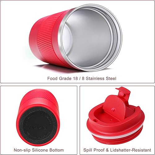 Miniatura 2 de Taza de café de viaje, 14 onzas, vaso de café aislado al vacío de doble pared con aislamiento a prueba de fugas, para agua caliente y fría, café y