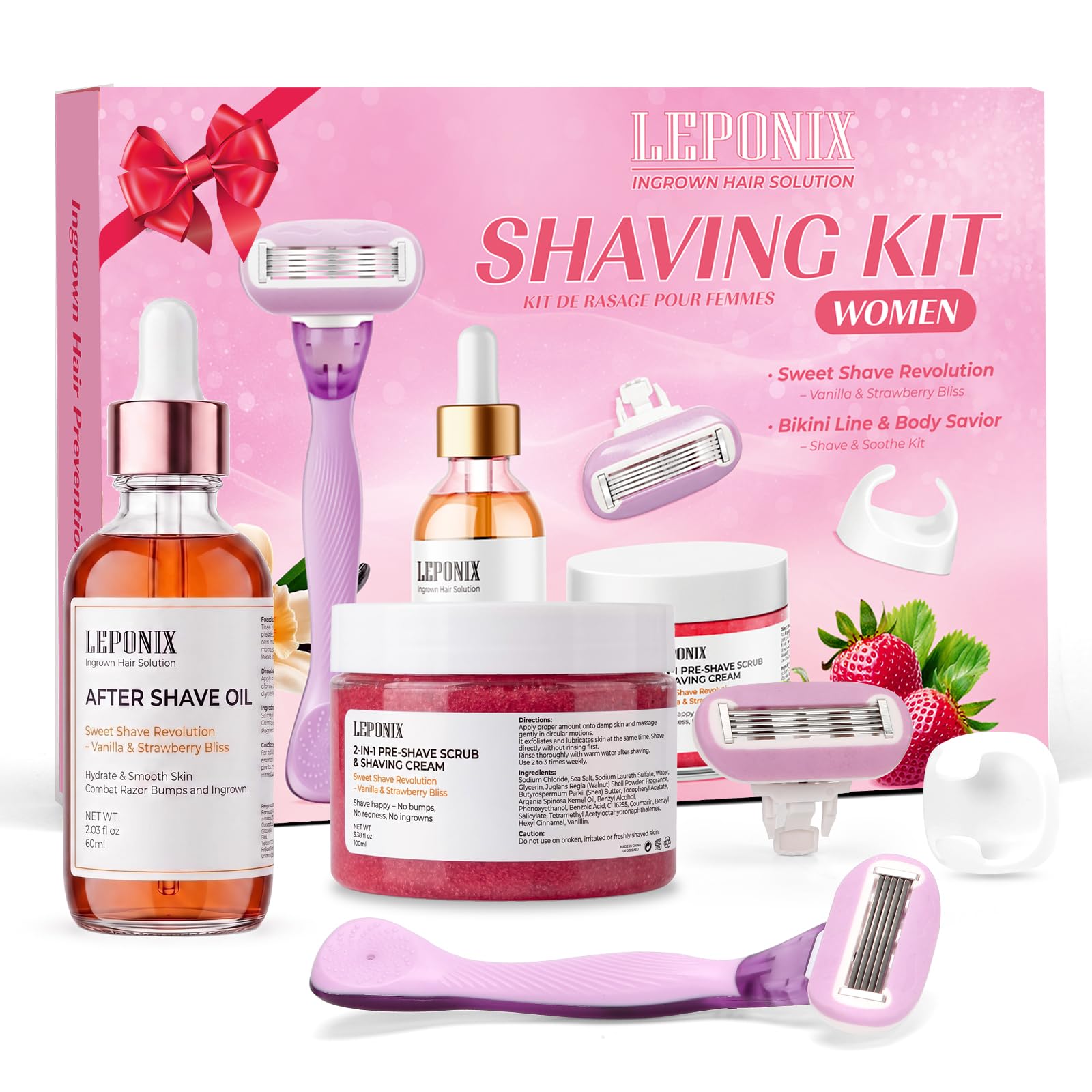 Women's Shaving Kit, 2-in-1 Pre-Shave Scrub & Shaving Cream