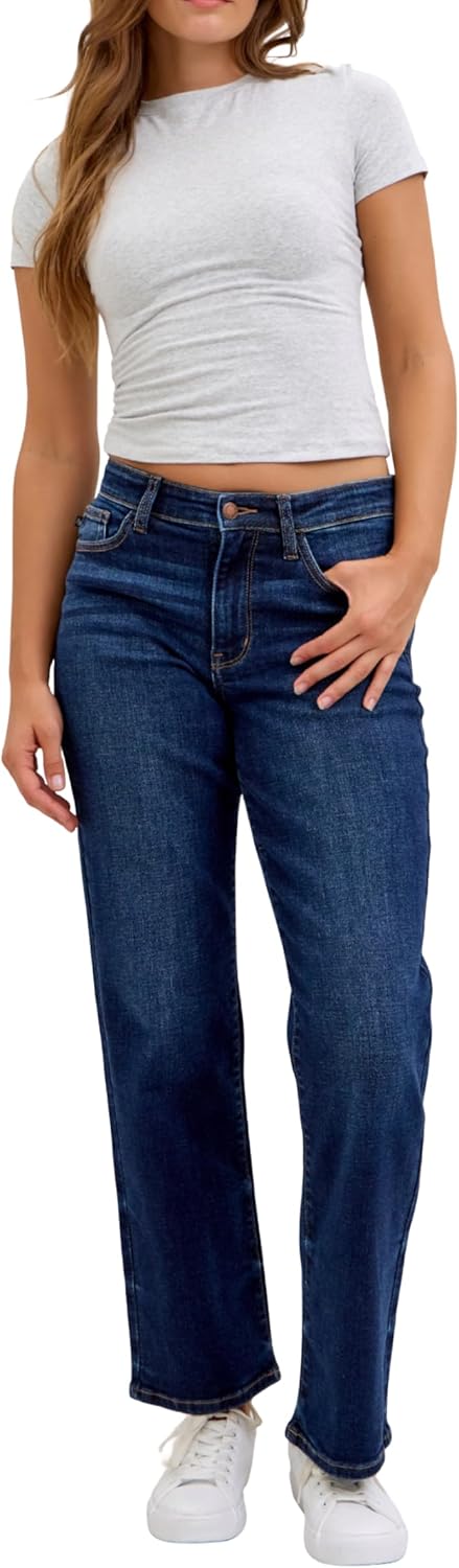 Judy Blue Classic Dark Wash Mid Rise Straight - Short Inseam 30" - Image 3