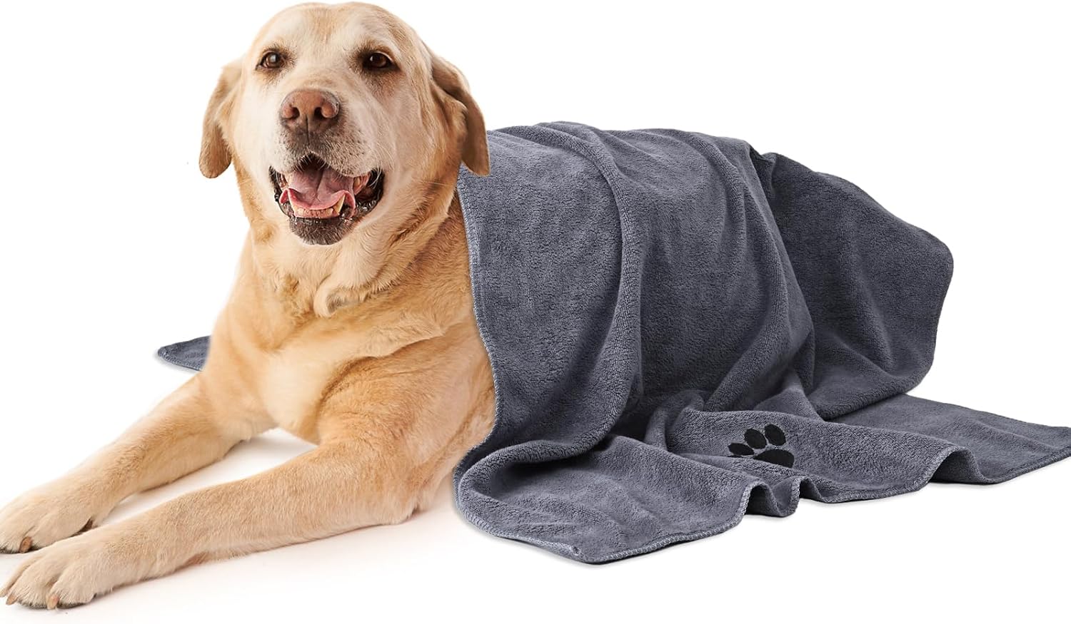 Toalha de cuidados para animais de estimação, toalhas absorventes de microfibra com pata bordada para cães e gatos tomando banho, cinza, 106 x 60 centímetros Toalha de cuidados para animais de estimação, toalhas absorventes de microfibra com pata bordada para cães e gatos tomando banho, cinza, 106 x 60 centímetros