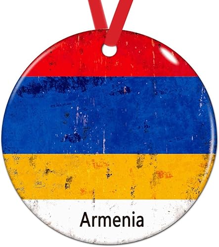 Vista 148 de Chipre - Adornos colgantes para árbol de Navidad, bandera nacional de Chipre, adornos de cerámica para decoraciones de Navidad, regalo de viajero