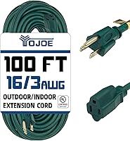 Vista 39 de YOJOE Cable de extensión para interiores y exteriores, calibre 16, SJTW, resistente, 15 pies, color verde, 3 clavijas 13A, resistente a