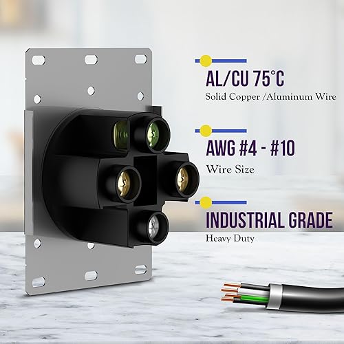 Miniatura 3 de ENERLITES Salida de receptáculo de rango de 50 amperios para RV manejo vehículos eléctricos NEMA 14-50R 3 polos 4 cables 10 8 6 4 AWG solamente