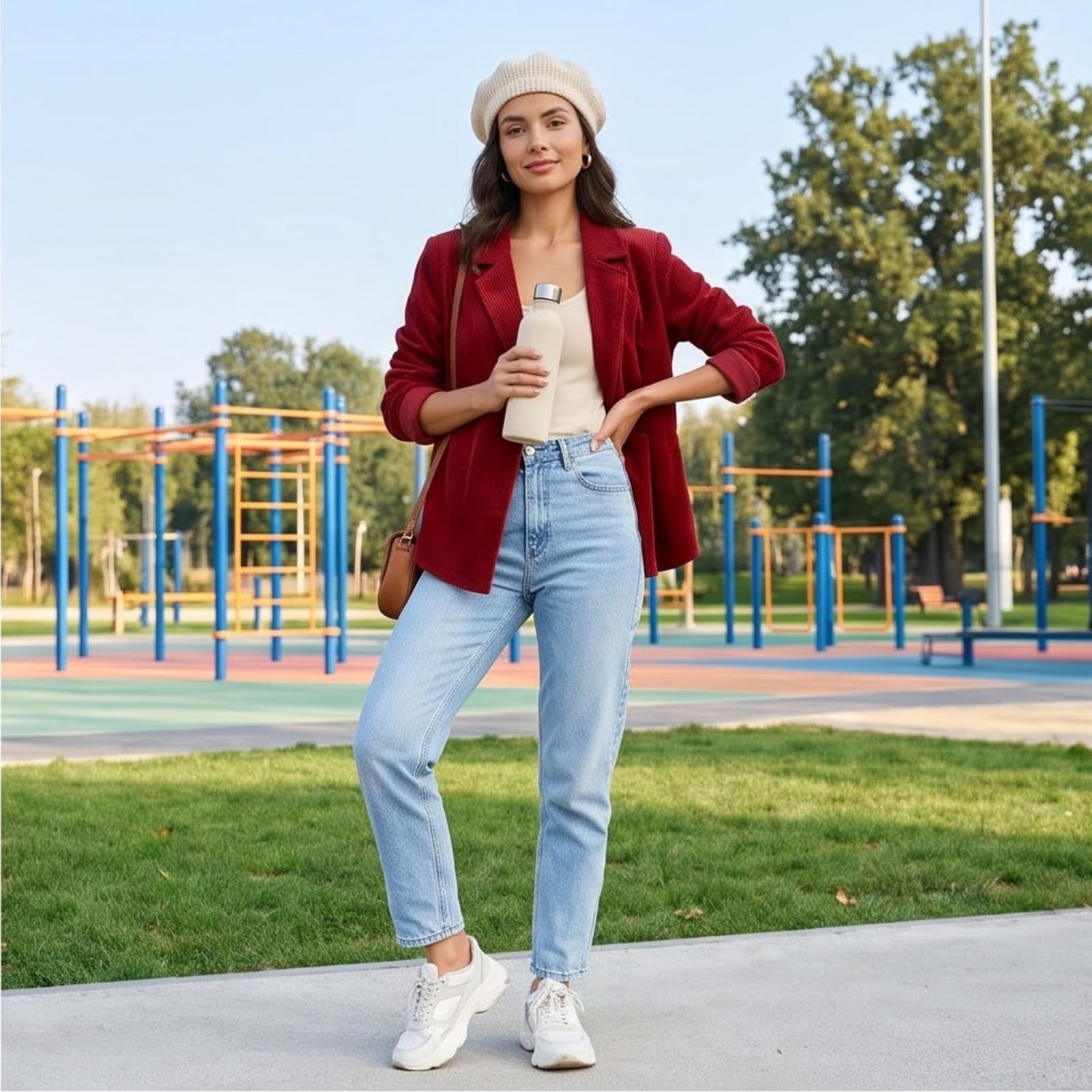 Cord Blazer Damen Tailliert Mit Gürtel Cordjacke Elegant Mantel Leicht