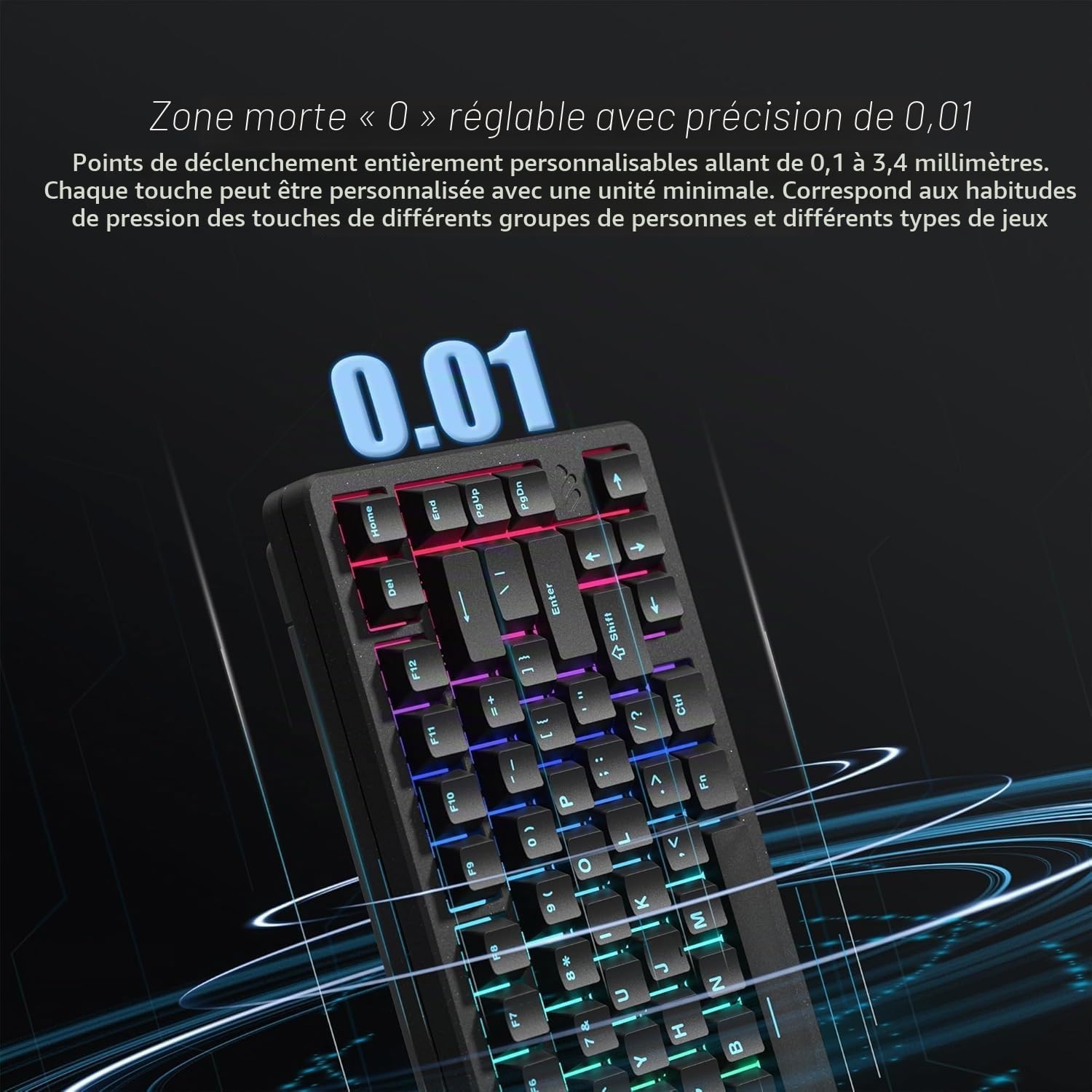 SK75 TMR/HE Clavier de Jeu 75% Effet Hall ANSI US, en Aluminium, 3 Modes