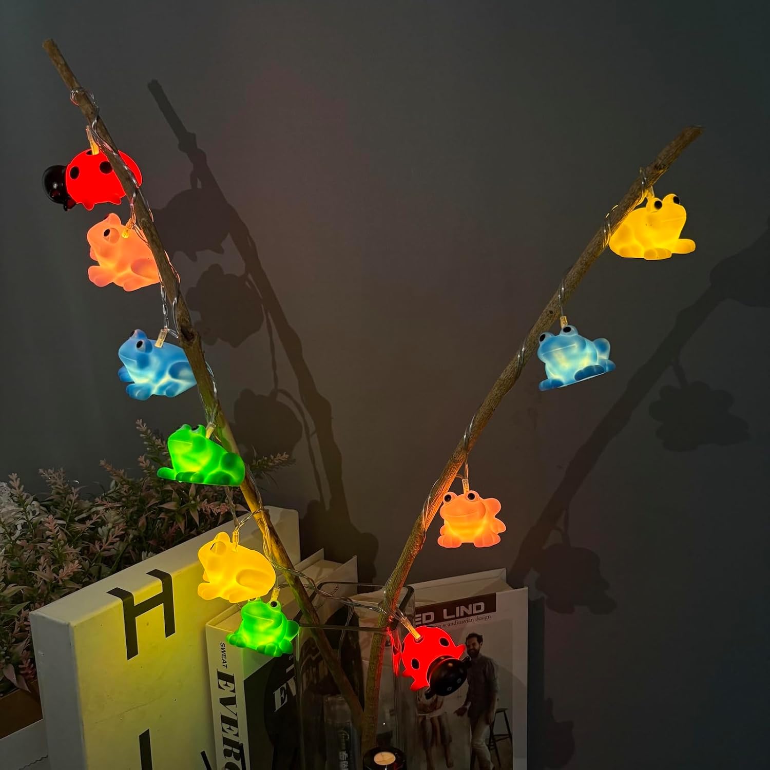Colorful Frog String Light Battery Powered Multicolor Toad Night Light Animals Lamp for Bedroom Camping Christmas Decor Chain Light (1.65m/10led)
