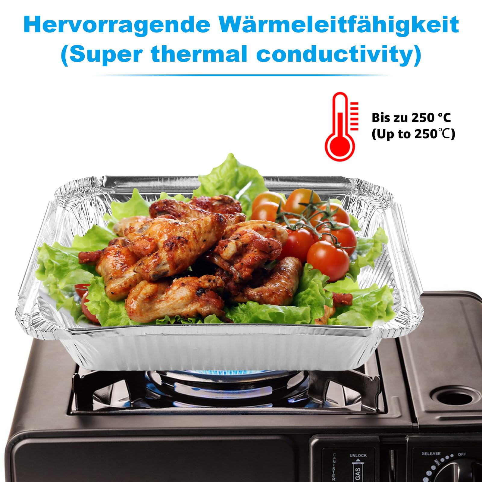 60 Stück Alu Grillschalen Wiederverwendbar, 800ml/1100ml/2250ml Aluschalen Grill Groß, Fettauffangschale Gasgrill Aluschalen für Braten Kochen Backen, Grillschale Alu