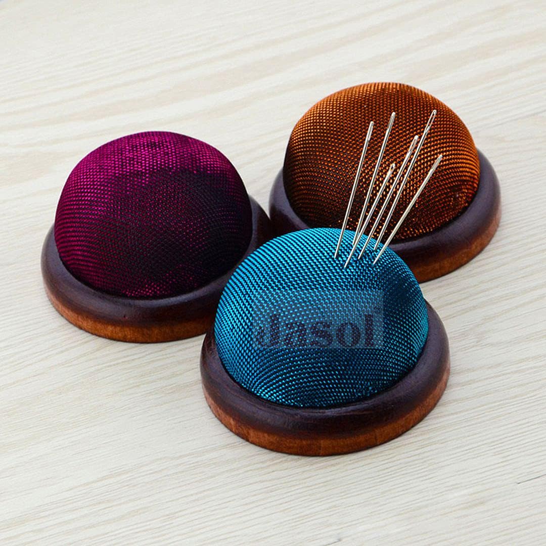 Pin Cushion, Wooden Base Sewing Needle Pincushions Japanese Style Round Pin Cushion for Sewing Needle Holders or DIY Crafts, Pack of 1-image-19