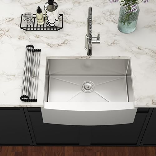 Miniatura 5 de Couoko - Fregadero de cocina de 30 x 21 pulgadas, delantal frontal de acero inoxidable 304, cuenco individual de cocina de granja