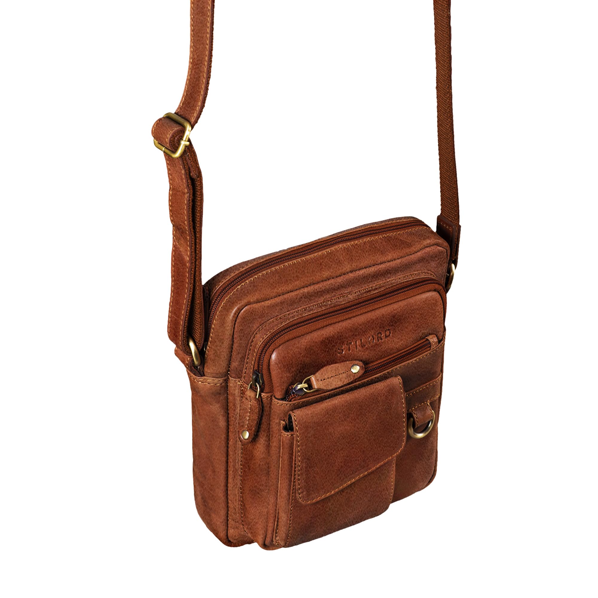 STILORD Ryan Crossbody Tasche Herren Leder Umhängetasche Vintage Ledertasche 9,7 Zoll iPad Messenger Bag Echtleder Braun