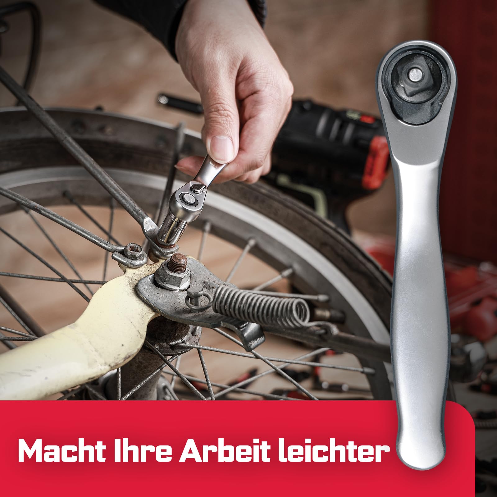 GEINXURN 4-teiliges Mini Ratsche Set, 3 Stück 1/4-Zoll Ratsche 72-Zahn-Steckschlüssel mit Schnelllösefunktion & Reversibler, 75mm Schlagfester Bithalter, alle in kleinen Schachteln Enthalten