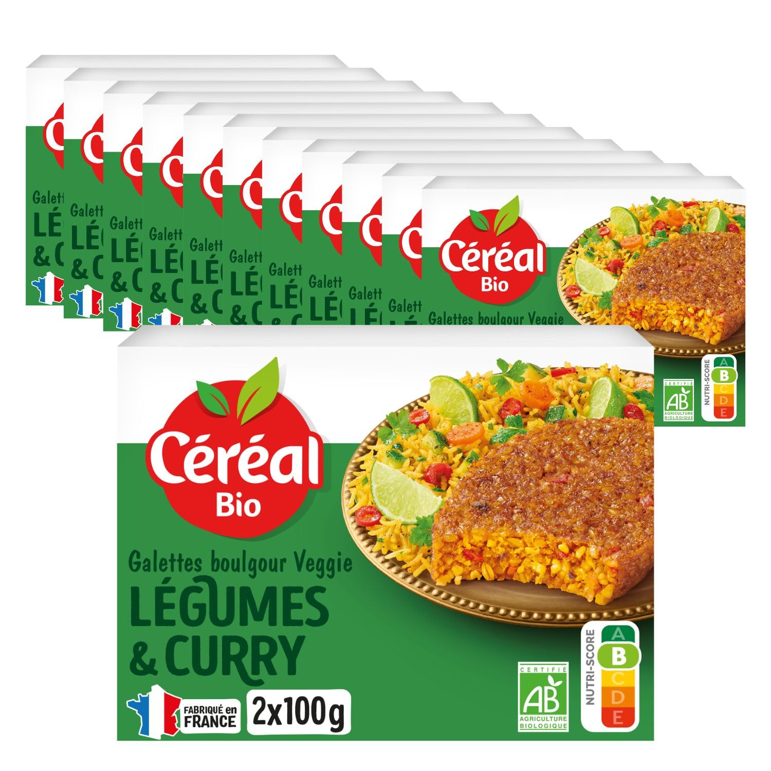 CÉRÉAL BIO – Galettes Boulgour & Épeautre aux Petits Légumes Bio – Végan & Bio – Repas Prêts à Réchauffer – Lot de 12 – Nutriscore A – 200 g