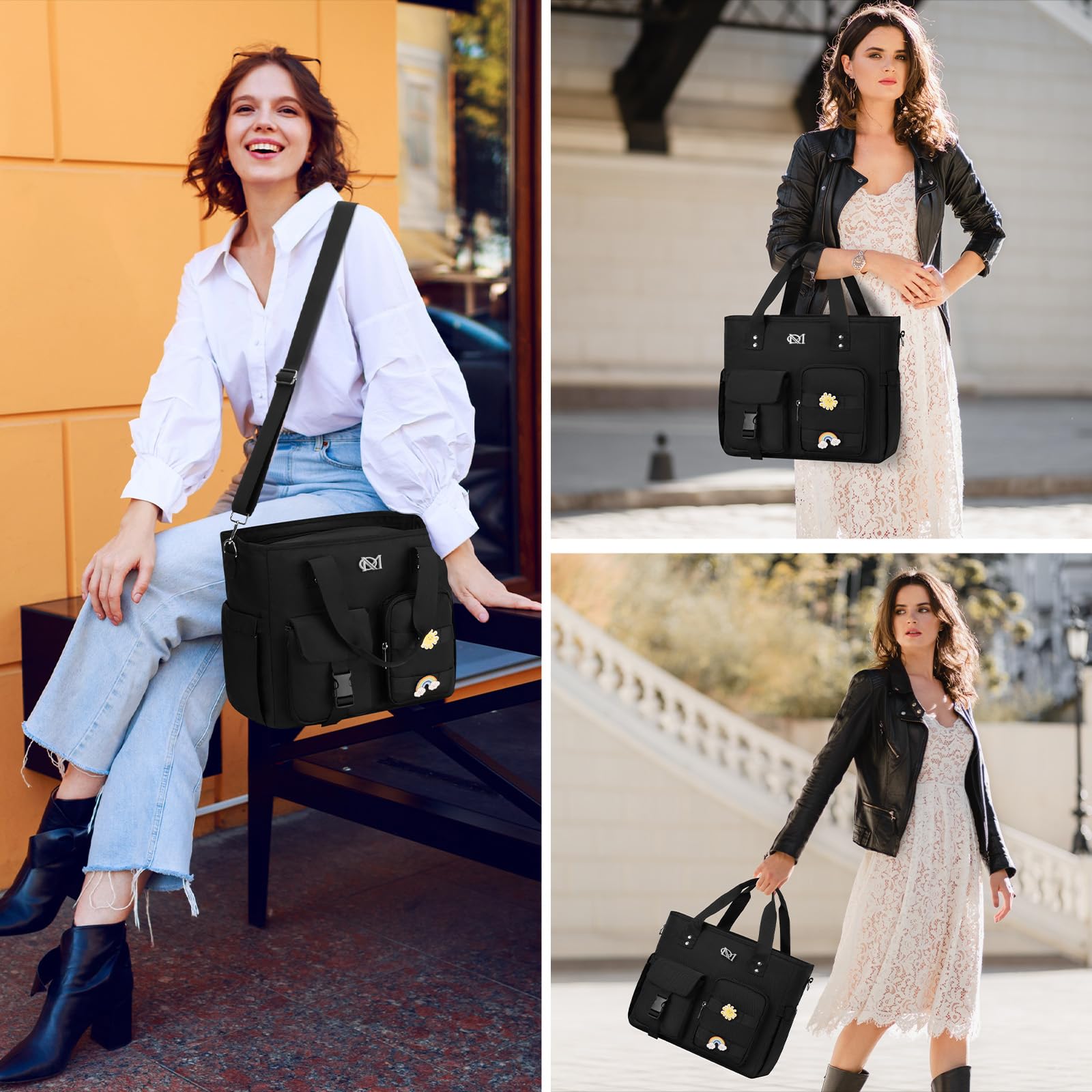 Grand sac à déjeuner isotherme pour homme et femme, étanche, réutilisable, avec bandoulière, sac isotherme multi-poches pour le travail, l'école, le pique-nique, la randonnée, la plage, le
