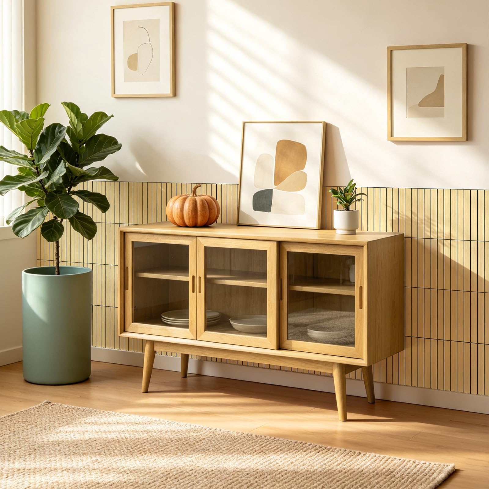CUCOS Pannelli Murali a Listelli Autoadesivi 30×30 cm Rovere Beige