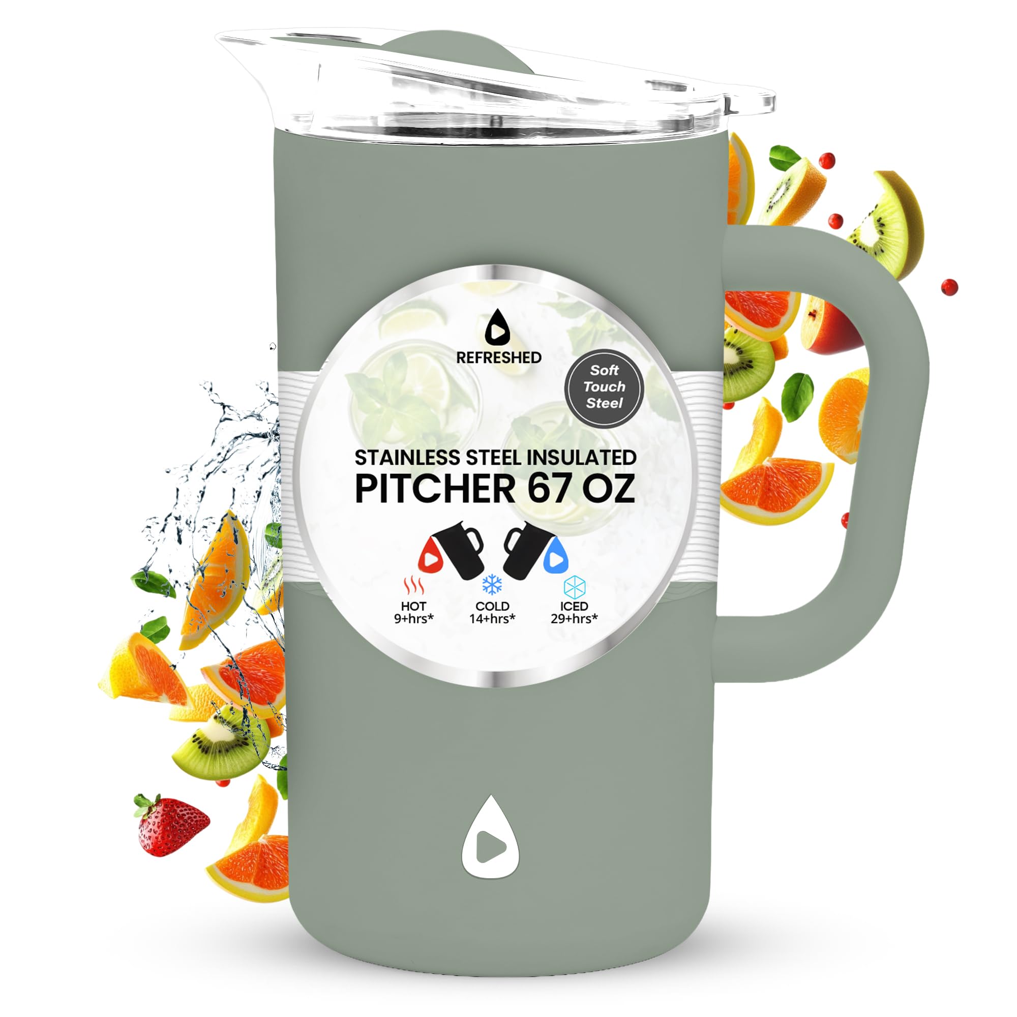 Amazon.com: Stainless Steel Insulated Pitcher With Lid - 67oz