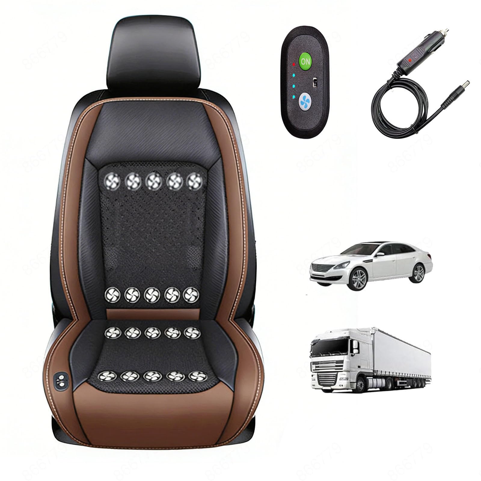 LRF-yxkj Ventilated Car Seat Cover 12V-24V 3 Cooling Air Speeds Cooling Seat Cover for Cars,Suv,Sedans and Pick-Up Trucks,Brown-12V20Fan