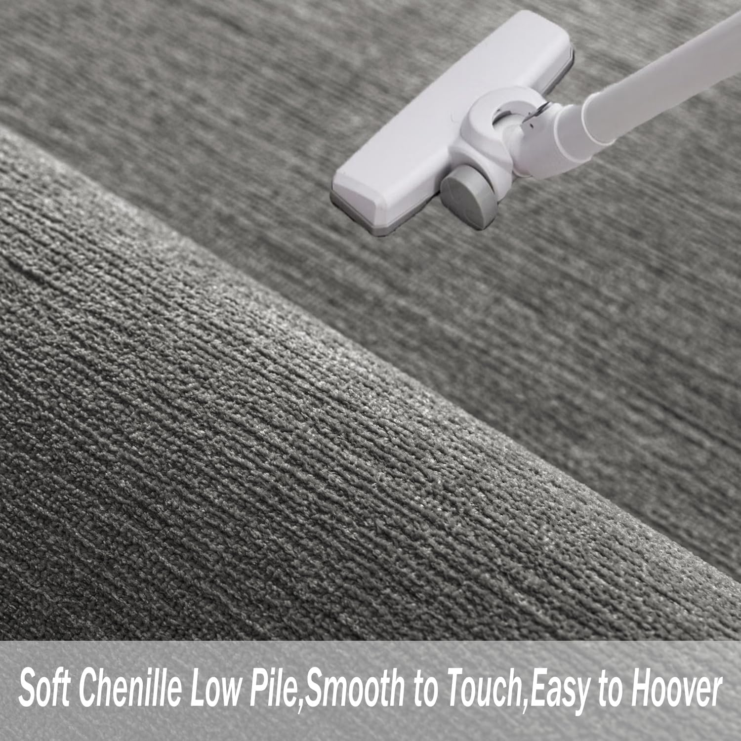 Evitany Short Pile Carpet, Area Rugs Washable Room Rug Anti-Slip Rug Soft Carpets Bedside Rugs for Bedrooms(Dark Grey,60x120 cm) - Image 2