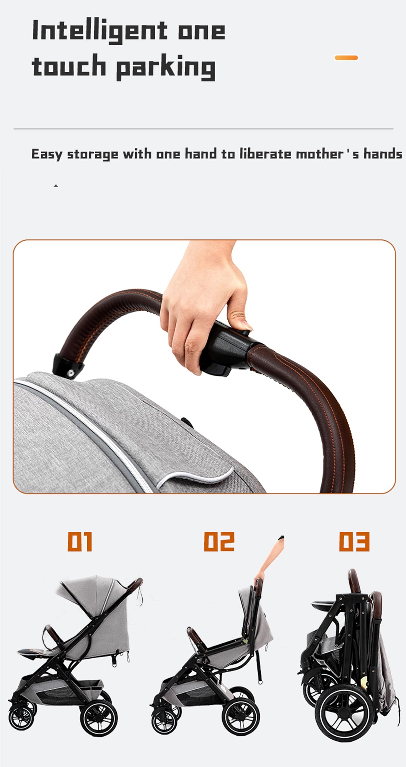 YAZOCO Carrito bebé Silla de paseo Plegable Silla de paseo ligera Carrito bebe Fundas para pies, mosquiteros, cubiertas de lluvia 0-22kg (Negro)