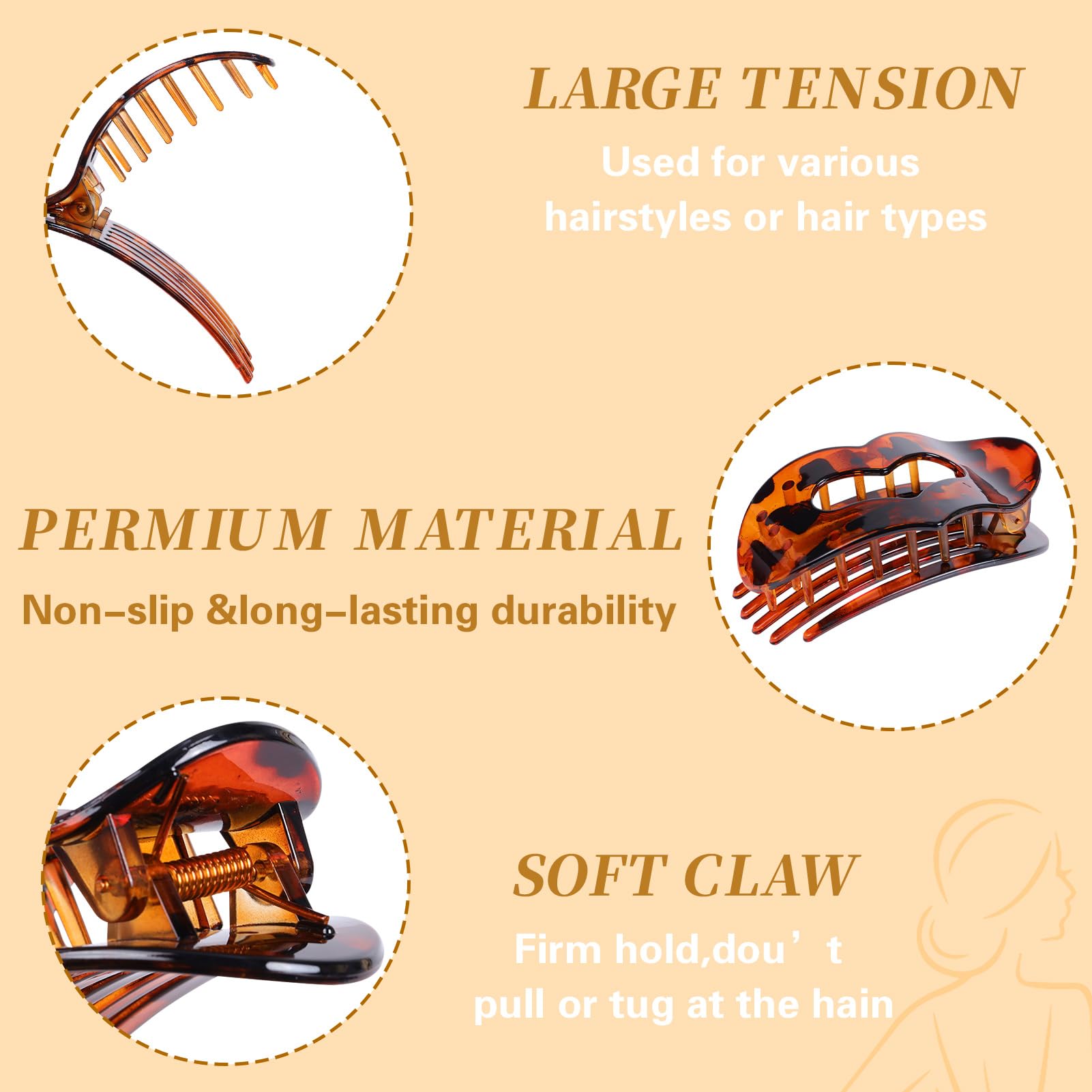 Moerstar 6 Fermagli Fermagli per Capelli Donna, Mollette Capelli Donna Elegante, Leggeri, Comodi, Antiscivolo per Capelli Spessi e Sottili (Stile6)
