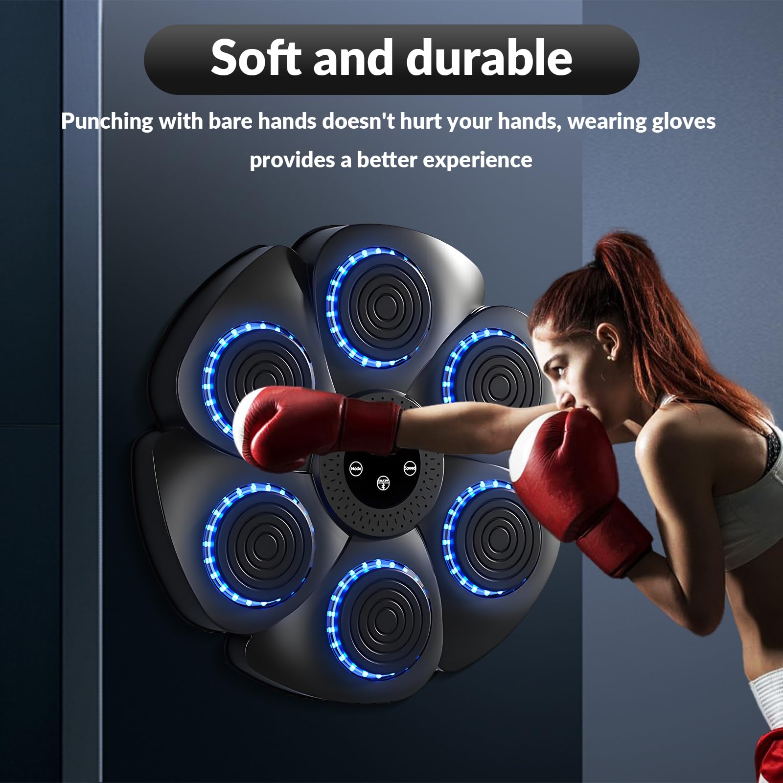 Music Boxing Machine, 2025 Neue Smart Bluetooth-Musik-Boxmaschine mit Boxhandschuhen, 9 Geschwindigkeitsmodi und Zählmodus, Wandmontierte Boxmaschine für Erwachsenen und Kindern
